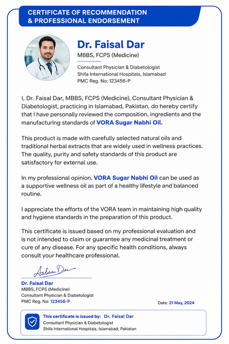 VORA Sugar Balance Nabhi Oil | Premium Herbal Wellness Blend | 30ml