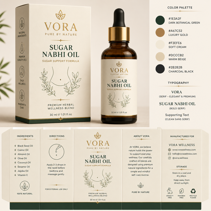 VORA Sugar Balance Nabhi Oil | Premium Herbal Wellness Blend | 30ml