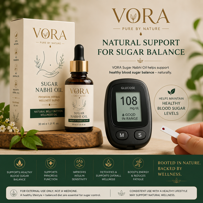 VORA Sugar Balance Nabhi Oil | Premium Herbal Wellness Blend | 30ml